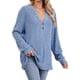 thumbnail image 2 of Camisa Henley de Larga para Mujer, Cuello en V, Suéteres Casuales Elegantes, Ropa de Moda para Otoño. Azul Colorido S, 2 of 10