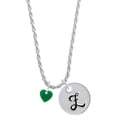 thumbnail image 1 of Delight Jewelry Acrylic 5/16" Green Heart Silvertone Script Initial Disc - Z - Charm Necklace, 20"+3", 1 of 4