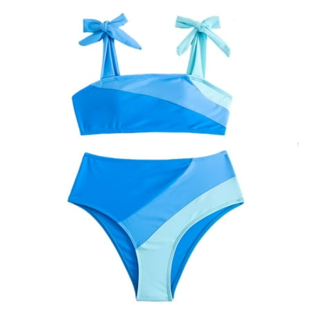 

Jaycosin Women High Waisted Bikini Color Block Zipper Front Bikini Set Bathing Suits 2 Piece Swimsuit Sport Bra Tankinis Set