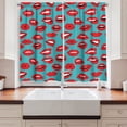 thumbnail image 2 of Ambesonne Kiss Kitchen Curtains, Retro Woman Red Lipstick, 55"x45", Teal Red White, 2 of 3