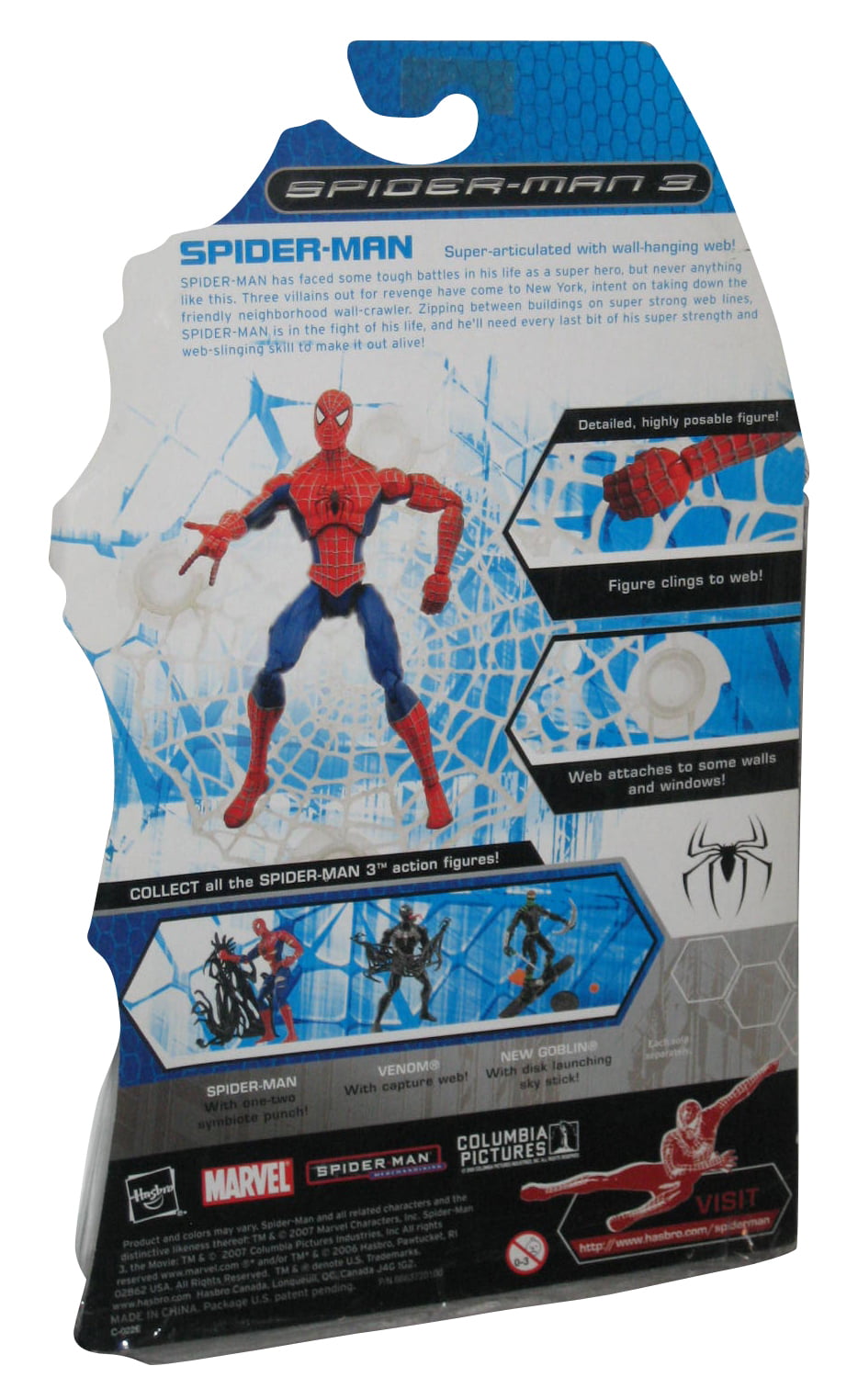 Marvel Spider-Man 3 Movie Super Articulated (2007) Figure w/ Super Stretch  Web 
