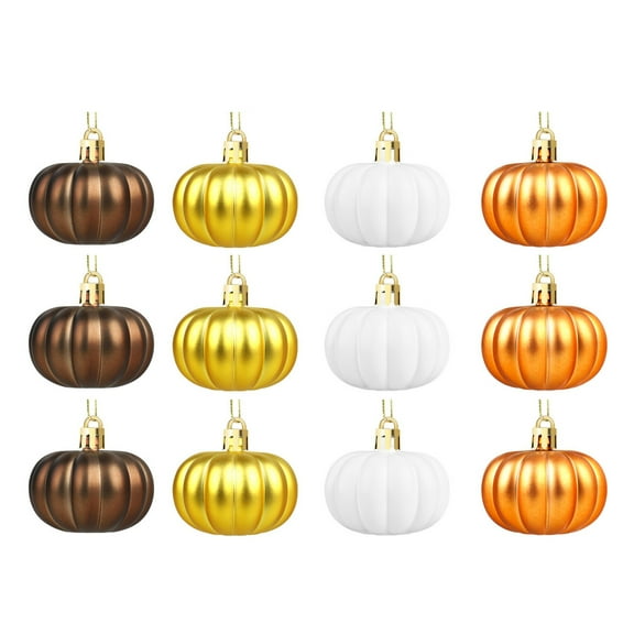 Deyuer 12pcs Mini Pumpkin Hanging Ornaments,Thanksgiving Harvest Home Tree Decorations,Reusable Hanging Pumpkin Ball for Autumn Holiday Party Supplies,Mix Color