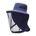 thumbnail image 2 of Mesh Sun Hat Mosquito Protection Fishing Cap Outdoor Hiking Hat Breathable Foldable for Men Women with Removable Face Flap(Blue), 2 of 7