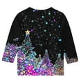 thumbnail image 3 of Mgmyaa Girls Casual 3/4 Sleeve Christmas Print Top, Kids Crew Neck Long Sleeve T-Shirt Size 3-12 Years, 3 of 5