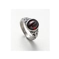 thumbnail image 3 of PAMTIER Men's Stainless Steel Personality Vintage Punk Oval Cut Red Gemstone Biker Ring Cool Honeycomb Pattern Carved Wedding Band Silver Size 7, 3 of 7