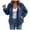 Z1-Dark Blue, variant on larppty Women's Fashion Bomber Jackets Long Sleeve Cropped Button Down Casual Coat with Pockets Outwear (Clear, 3XL)