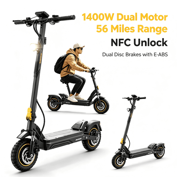 Ausom K2 Pro Commuter Electric Scooter for Teens Adults, 48V18Ah, 2800W Motor, 56 Miles Long Range & 20 mph, 33% Incline, Foldable Fast Scooter with NFC & LCD Display, Gray