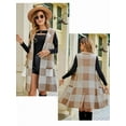 thumbnail image 6 of Women'S Sleeveless Suit Collar Long Coat Plaid Jacquard Knitted Vest with Cardigan Gray L, 6 of 7