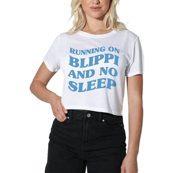 Blippi Running on Blippi and No Sleep Women's Crop Top T-Shirt, White, Medium