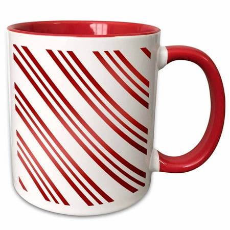 Christmas Candy Cane Mug - 3dRose Christmas Candy Cane Stripe Red and White - Two Tone Red Mug, 11-ounce