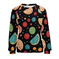 thumbnail image 7 of Fun Pizza Womens Casual Crewneck Sweatshirt Long Sleeve Tops Cute Pullover Loose Fit, 7 of 7