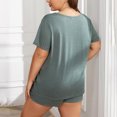 thumbnail image 4 of FAIWAD Plus Size Pajamas Set for Women's Short Sleeve Tops and Elastic Waist Shorts 2 Piece Loungewear Sets, 4 of 5