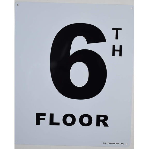 6th Floor Sign (White, Rust Free Aluminium 10X12)-Grand Canyon Line(ref-2022-4)