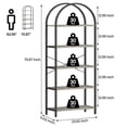 thumbnail image 3 of Faitaliicy 5 Tier Bookshelf Arched Standing Tall Bookcase Metal Frame Open Storage Rack Modern Display Rack Large Wood Book Shelf For Bedroom Living Room Office Study Room, 3 of 9