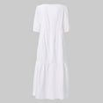 thumbnail image 4 of Robes Noires pour Femmes Mode Femmes Ample Couleur Unie Col Rond Manches Bouffantes Robe Décontractée Manches Courtes, 4 of 6