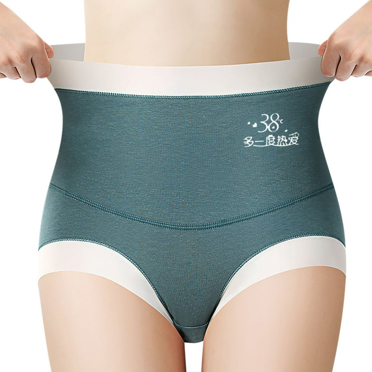 YiHWEI Female Short High Waisted Lingerie Women Mid Waist Pure Cotton  Breathable the Warm Velvet To Keep Warm Panties M 