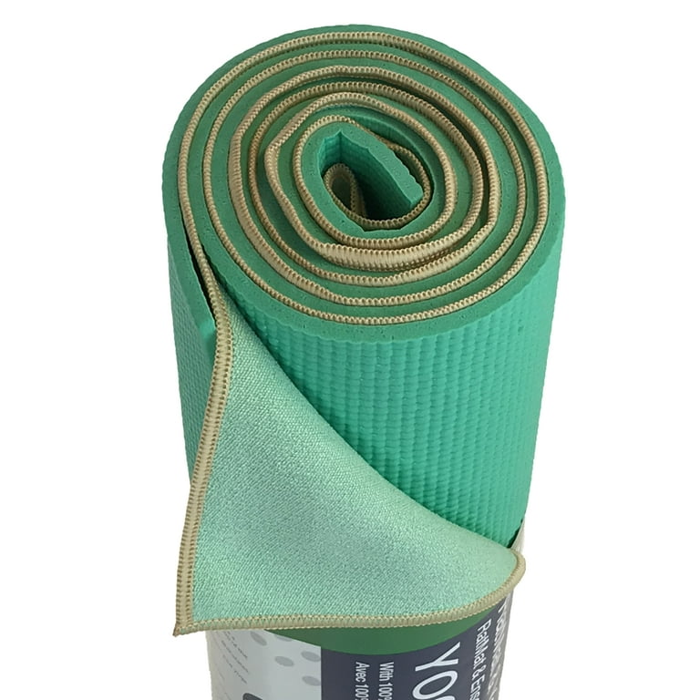 YogaRat RatMat Yoga Mat & Yoga Towel Set, Seafoam Mat and Seafoam/Tan Towel  