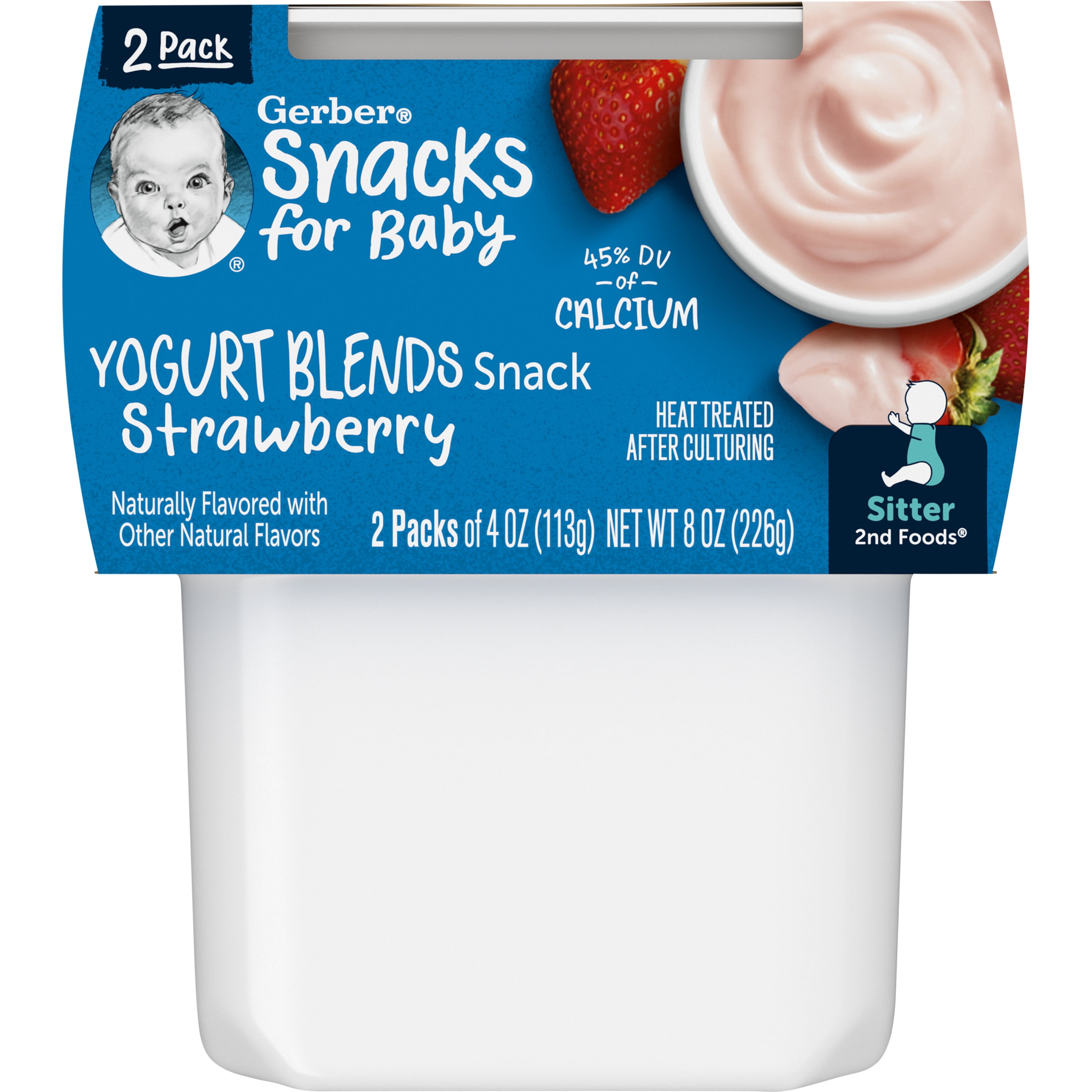 Gerber Yogurt Blends Stage 3 Baby Snacks Strawberry, 4 oz Tubs (Pack of