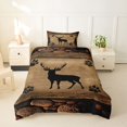 thumbnail image 2 of Castle Fairy Rustic Animal Deer Twin Duvet Cover,Wildlife Bear Paw Twin Bedding,Taupe Black Brown,Black Reversible,2pcs,No Comforter,1 Duvet Cover and 1 Pillowcase, 2 of 5