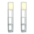 thumbnail image 2 of Simple Designs 62.5" 3 Shelf Etagere Organizer Floor Lamp 2Pk Set - Gray, 2 of 6