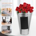 thumbnail image 3 of Shisuyan 1Pc Iron Sheet Flower Bucket with Waterproof Blackboard Sticker Hydroponics Flower Container Garden Planter Display Flower Tub for Flower Shop Silver (30cm Height), 3 of 8