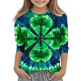thumbnail image 1 of Posijego T-Shirt Filles Garçons Fête de la Saint-Patrick Manches 3/4 Col Rond Graphique Tee Ample Décontracté, 1 of 5