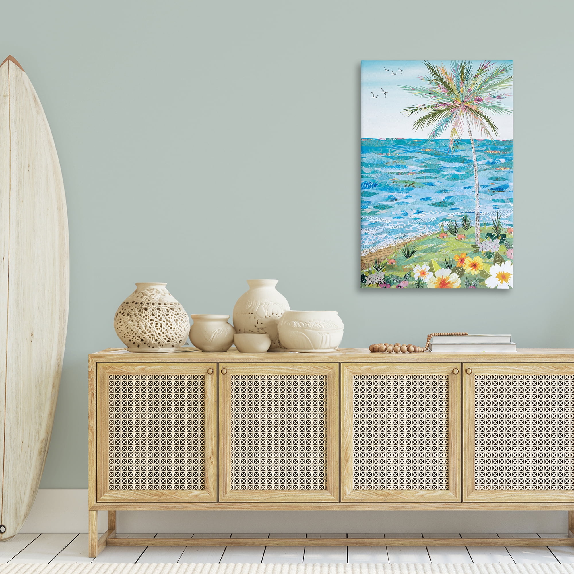 Stupell Industries Collaged Tropical Landscape Landscape Painting Gallery Wrapped Canvas Art Print Wall Art, 30 x 45
