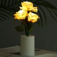 thumbnail image 3 of Lámpara LED de noche con forma de rosa china de 3 cabezales, lámpara de mesa con forma de rosa china para dormitorio y sala de estar, 3 of 8