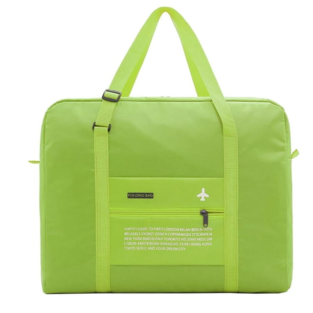 Bolsa de viaje portátil de poliéster, impermeable, de gran capacidad, plegable, ligera y compacta, ideal para fitness y compras (verde).