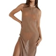 thumbnail image 4 of Women Crochet Tunic High Slit Dress Swimsuit Knitted Cutout See-through Beach Dress Sleeveless Women Beachwear, 4 of 8