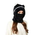 thumbnail image 5 of Uandlove Winter Hat with Face Cover - Fleece Lined Windproof Bear Ear Hat for Adults, Stretch Fit Soft Plush Cold Weather Headwear, Black, 5 of 8