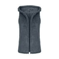 thumbnail image 5 of cocolona Womens Fleece Vest Casual Solid Color Oversized Sleeveless Jacket Winter Fuzzy Warm Hooded Coats, 5 of 7