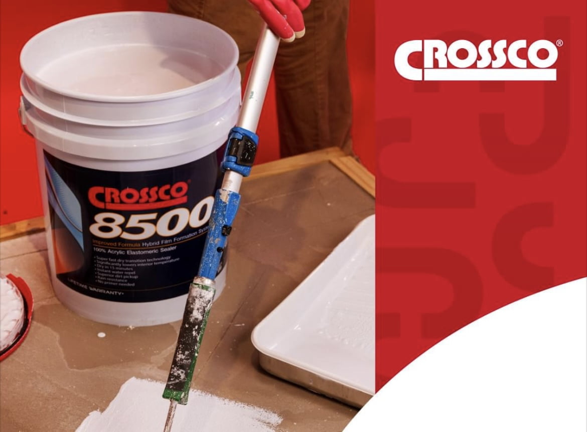 Crossco 8500, 2 in 1 Roof Sealer 100% Acrylic Elastomeric Adhesive, 5 Galllon