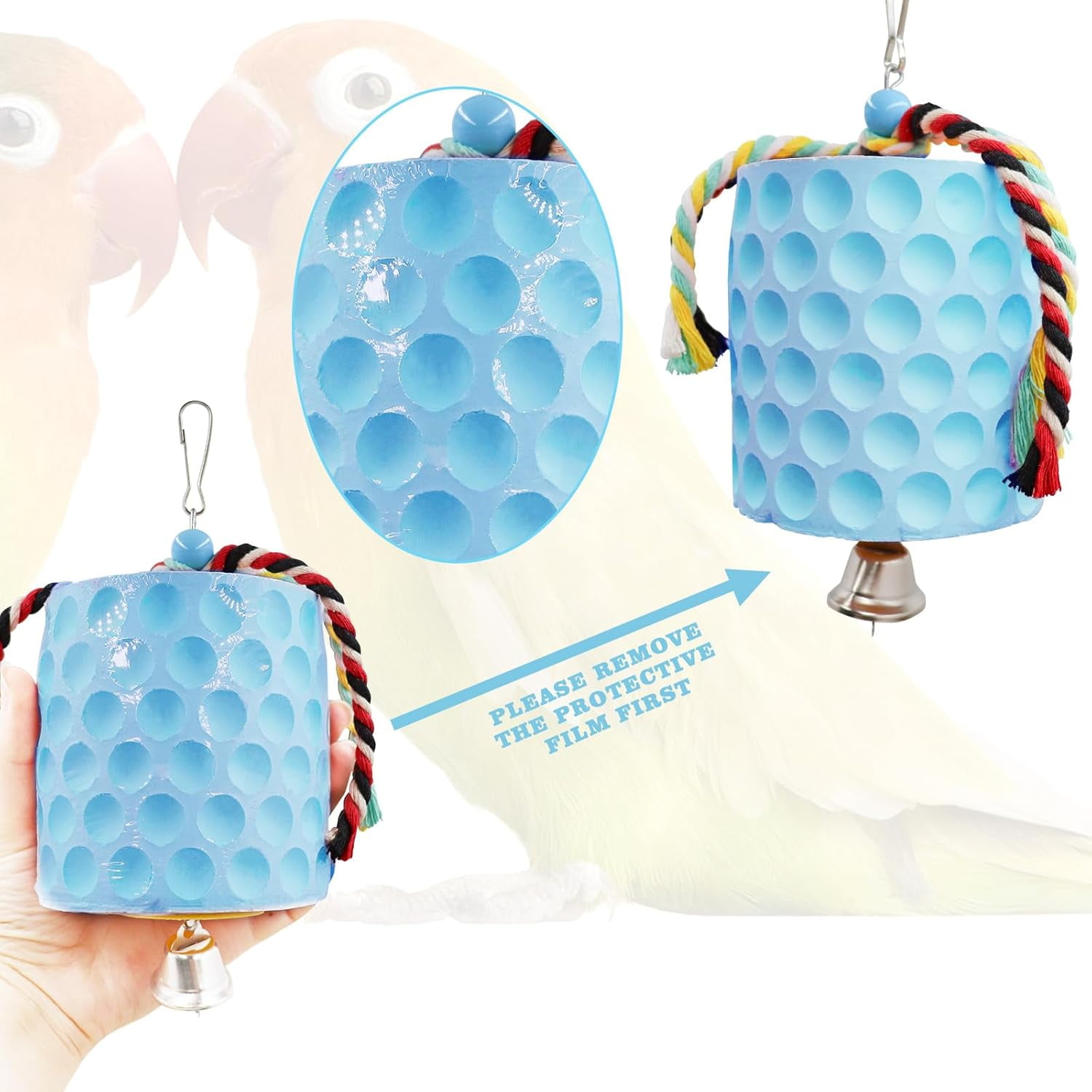 Bird Beak Grinding Stone, Parrot Chew Toys with Bells, Bird Toys, Cage Accessories for Parrots