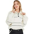 thumbnail image 2 of utcoco women's autumn and winter striped knitted top long sleeve pullover sweater, 2 of 4