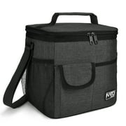 Tirrinia Insulated Lunch Bag for Boxes & Meals, All Ages, Leakproof Reusable Insulated Bag Black 8L, 10" X 8.5" X 9.3"