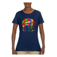 thumbnail image 2 of Wild Bobby, Colorful Painted Lip, Streetwear, Women Graphic Tee, Navy, Small, 2 of 5