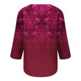 thumbnail image 5 of Jsaierl Retro Floral Print Tops for Women Button Up 3/4 Sleeve T-Shirts Elegant V Neck Pullover Solid Color Comfy Soft Blouses, 5 of 5