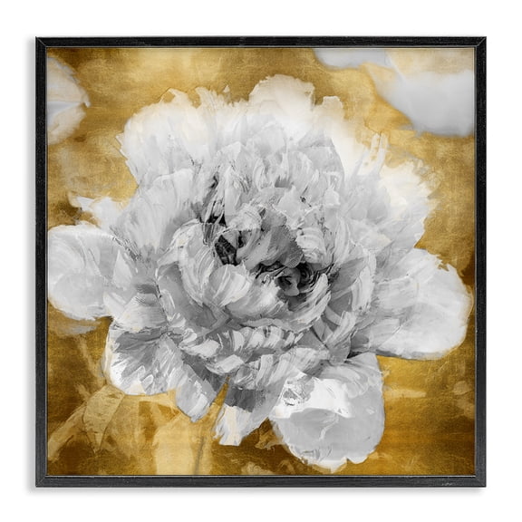 Stupell Industries Modern Muted Peony Floral Blossoming Glam Flower Black Framed Giclee Art, 12 x 12, by Shawna Sullivan