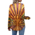 thumbnail image 3 of Mardi Gras Shirts Womens Sequins Glitter Long Sleeve Blouse Feathers Print V Neck Holiday Tops Gold M, 3 of 5