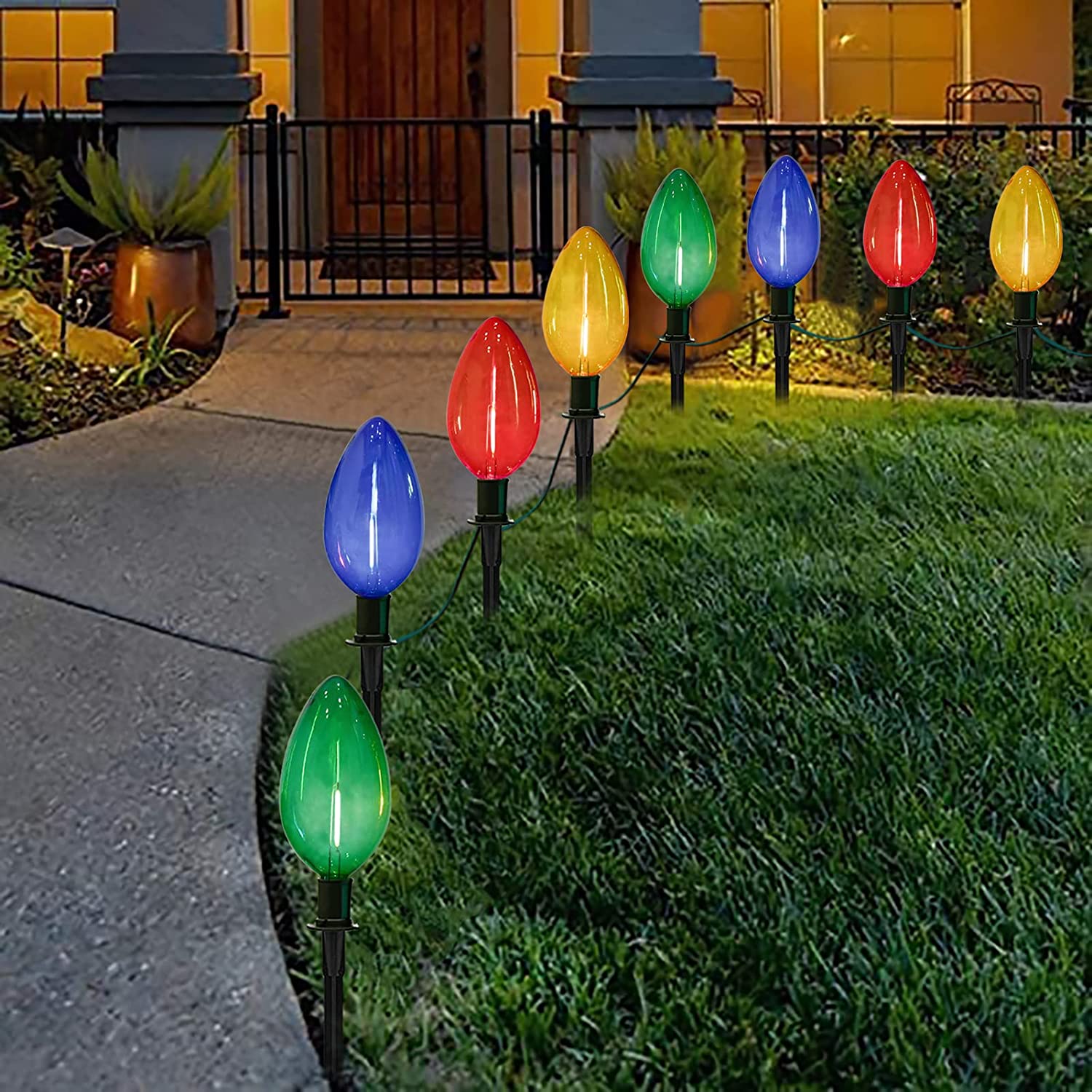 Patiofeel C7 Outdoor Halloween Ghosts Pathway Marker Lights, 4 White