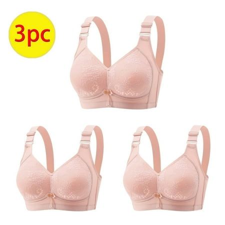 GERsome Women s Bras V Neck Seamless Wireless Comfortable Everyday Bra Full Coverage Push Up Bra Comfortable Underwear Pack of 3 Assorted Color Pink XXL