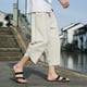 thumbnail image 5 of Pantalones cortos de algodón y lino para hombre: pantalones deportivos holgados e informales, color liso, tallas grandes (M-XXXXXL), aptos para primavera/verano, 5 of 5
