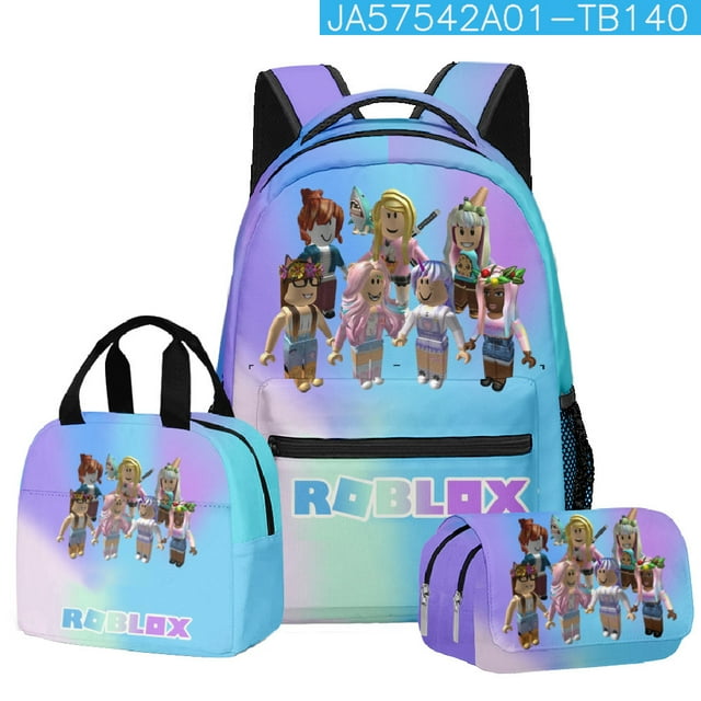 MC Square World Junior Student Schoolbag, Large Capacity Schoolbag, Backpack Lunch Bag Pencil Bag Three-Piece Set-XICEN