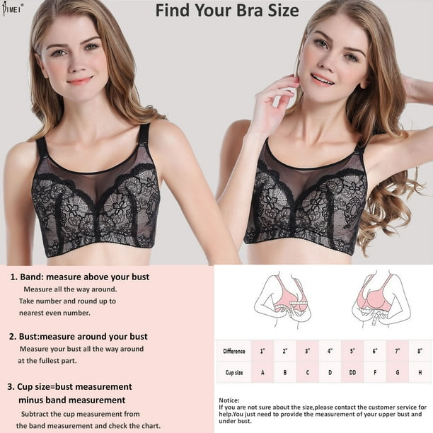 BIMEI Mastectomy Bra with Pockets for Breast Prosthesis Women's Full  Coverage Wirefree Everyday Bra 8699,Black, 42A 