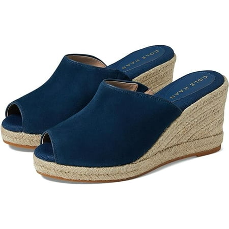 

Cole Haan Cloudfeel Southcrest Blue Wing Teal Suede Slip On Wedge Heel Sandals (Blue Wing Teal Suede 8)