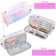 thumbnail image 5 of Rirool Large Capacity Pencil Case, 3 Zipper Compartments Pen Pouch for High School, College, Teachers, Office & Travel Use, Makeup Bag for Teens and Adults, Meteorpink, 5 of 7