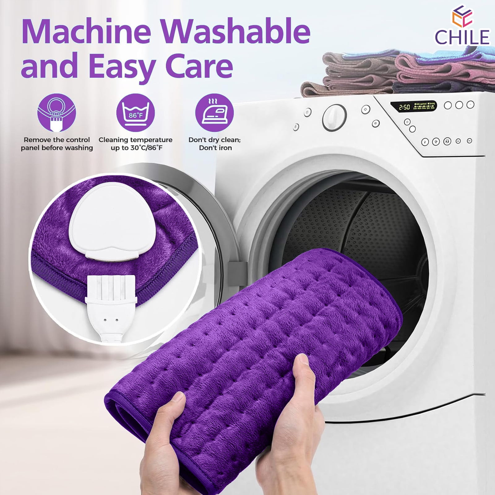 Heating Pad for Back,Neck,Abdomen,Shoulder,Knee,Arms,Legs,Dry/Moist Heat & Auto Shut off, Birthday Gifts for Men and Women, 12" x 24", Purple, 1 Pack