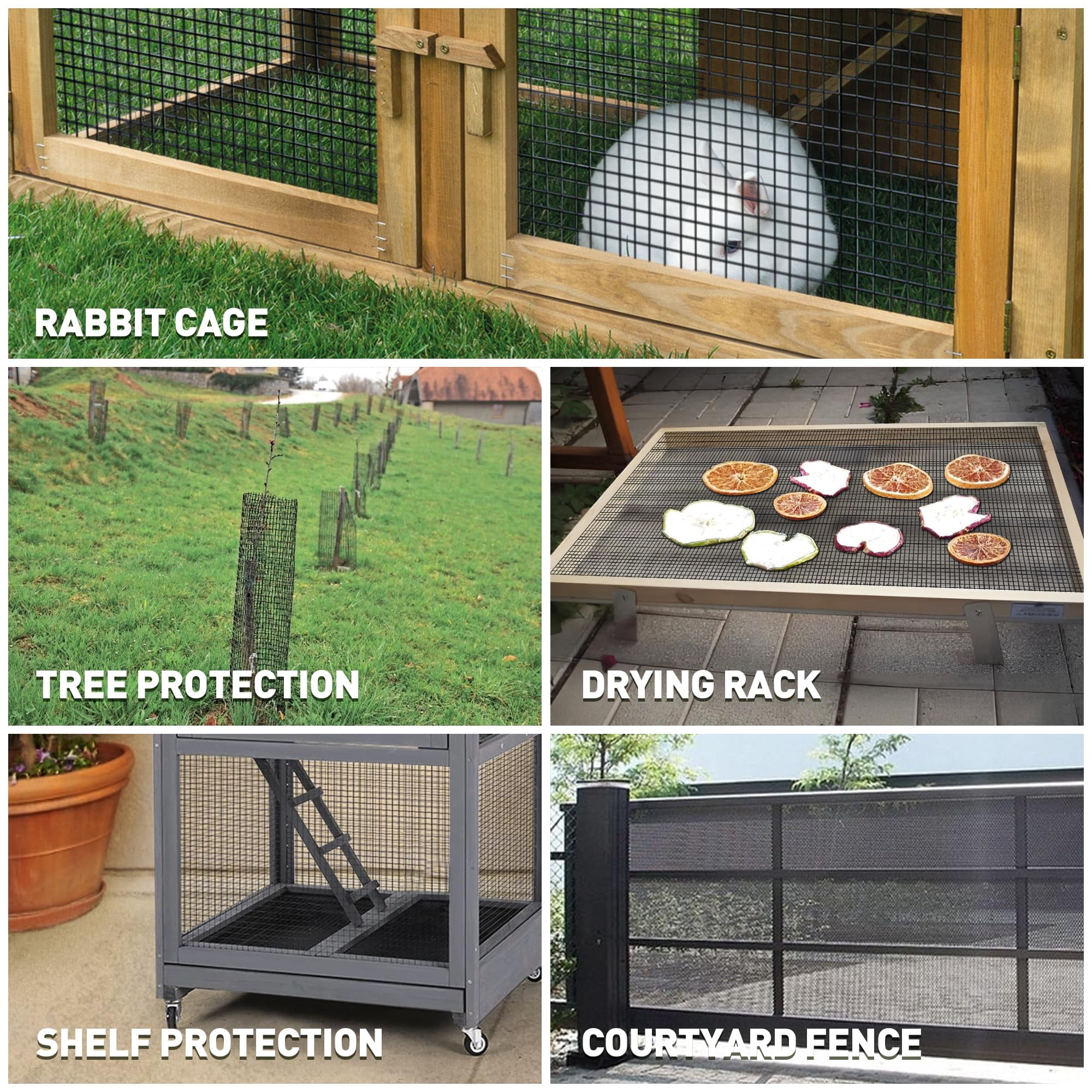 Black Hardware Cloth 1/2 Inch 36 in x 100 ft 19 Gauge, PVC Coating Wire Mesh Rolls Vinyl Coated Welded Chicken Wire Fencing for Poultry Netting Fencing Wire Fence, Black