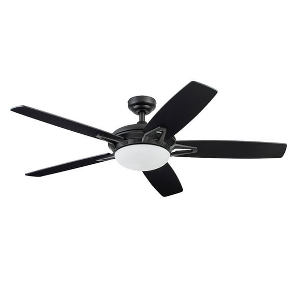 Prominence Home Clancy 52" Matte Black Indoor Ceiling Fan with Light, 5 Blades, Remote & Reverse Airflow